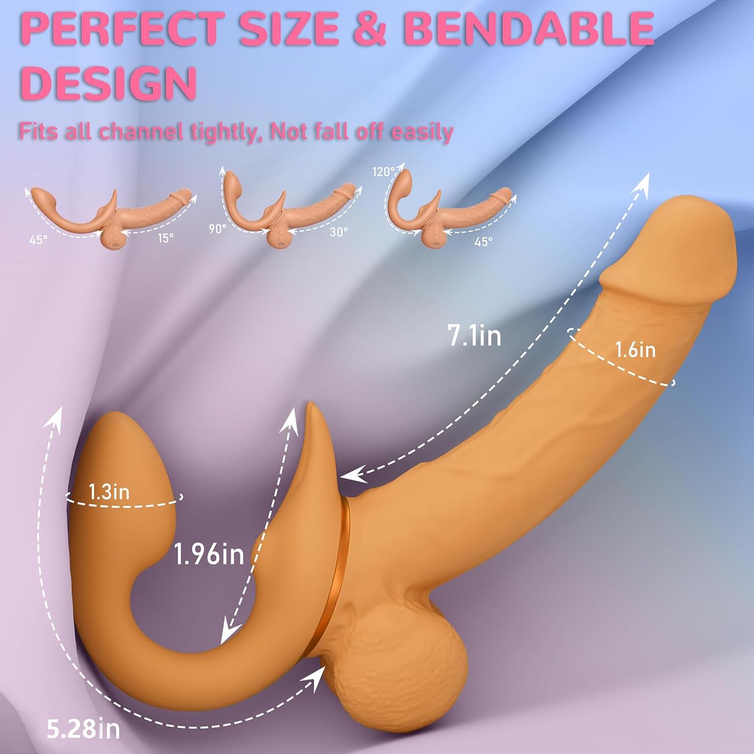 Strapless Strap-On G-Spot Dildo Vibrator - Double Ended Dildo with 9 Vibrating & 9 Thrusting Mode, 360°Bendable Tail Realistic Dildo with Remote Control, Adult Sex Toys for Woman Lesbian (A-Thrusting)