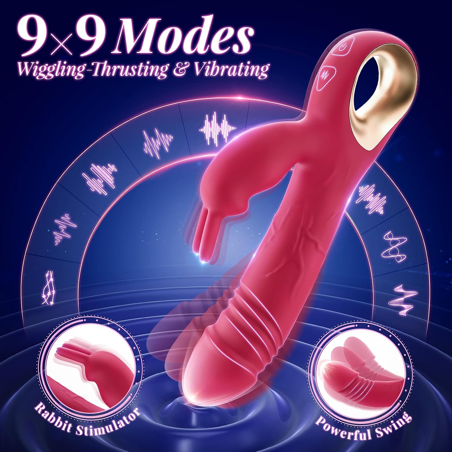 Rabbit Vibrator Sex Toys Couples for Womens, Woman Vibrators Adult Sex Toy Cherry Red
