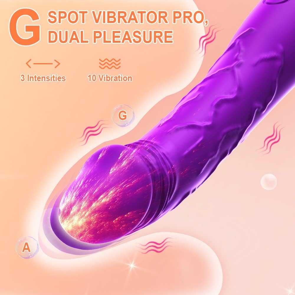 Realistic Dildo Vibrator for Women, Sex Toys for Women G Spot Vibrator Clitoral Nipple Stimulator with 10 Powerful Vibration Mode and 10 Speeds Waterproof Rechargeable Adult Toys (Purple)