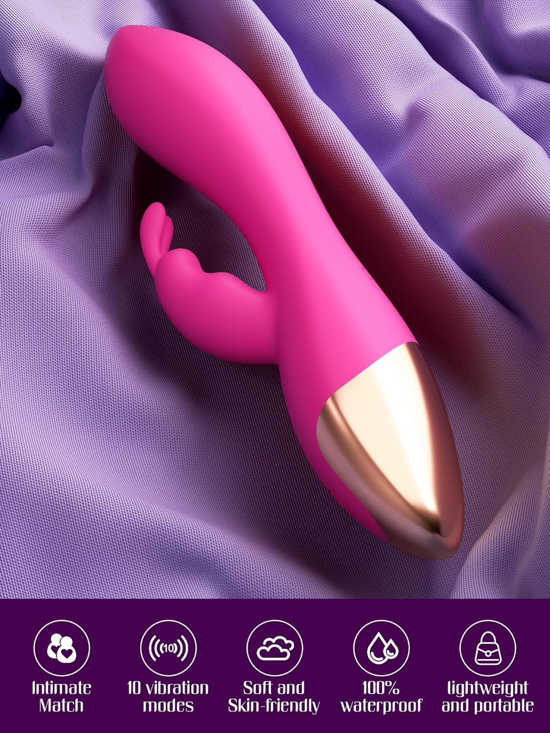 G Spot Rabbit Vibrator, Sex Toys for Clitoris G-spot Stimulation, Waterproof Dildo Vibrator with 10 Powerful Vibrations Dual Motor Stimulator for Women or Couple Fun 1)red