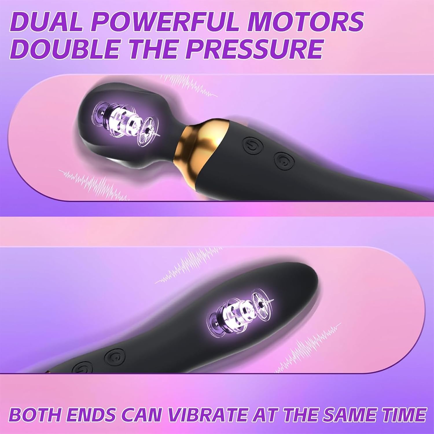 Wand Vibrator Sex Toys for Woman, 12x12 Modes Magic Flexible Massager with Dual Motor, Adult Toy for Clitoral Stimulation, Quiet Female Vibrater, Anal Dildo, Adult Sex Toys for Couple (Black)