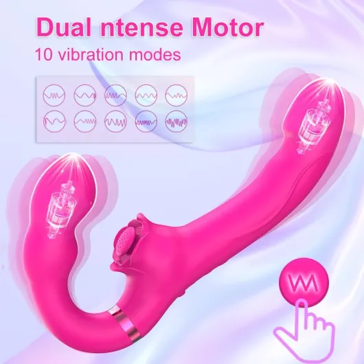 Double-Ended Vibrator Sex Toys for Women and Couples, 5 Flapping G Spot P-Spot Vibabrator Dildo 10 Vibration Stimulator, Vibrators Toys4women, Dual Strapless Strap On Penetration Vibrater Toy
