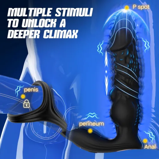 Prostate Vibrator Massager Anal Toys Vibrator Sex Toys Analbsex Toys for men with Cock Ring Butt Plug AI+Game 9 Thrust＆Vibrating APP thrusting ButtPlug Male Sex Toys thrustingCockRing ProstateVibrator