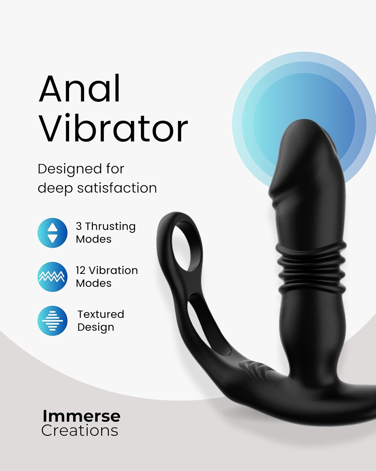 Prostate Massager Anal Toys with Penis Ring - 9 Vibrating Modes Male Sex Toys Anal Vibrator for Men - Male Adult Sex Toy for Men Vibrating Anal Butt Plug Toys4mens UK