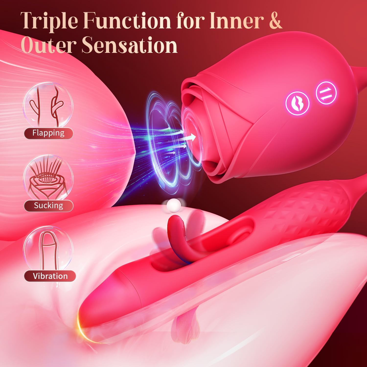 Sucking Vibrator Sex Toys for Woman, Hollow High-Speed Flapping Big Vibrators with 10 Suction & Flapping Adult Sex Toy, Suction Toy for Female Nipple Clitoral Stimulator, Lolitree Toys4couples Women Crimson