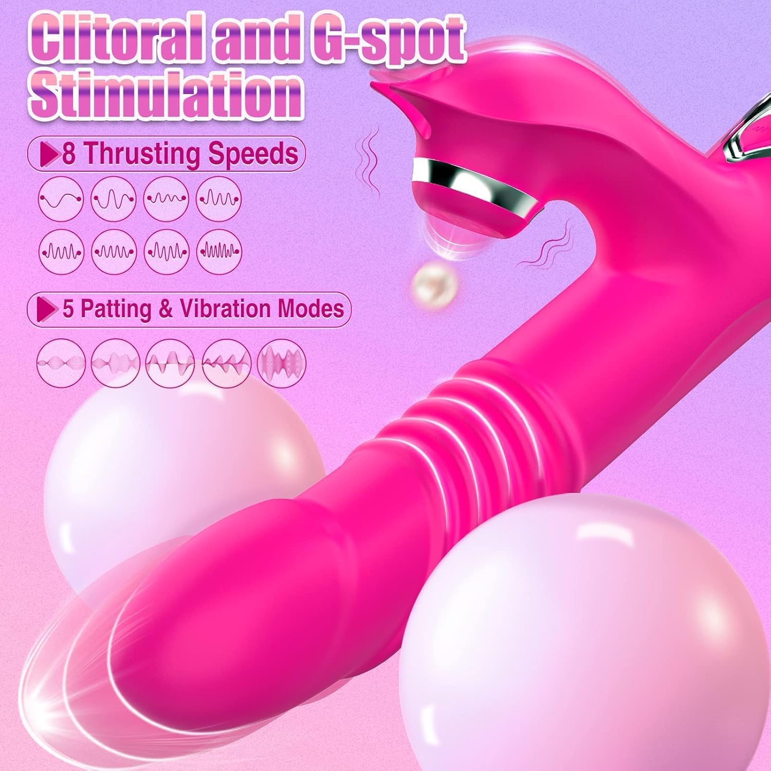 Faster Spring Driven Thrusting Rabbit Vibrator, Spiral Friction Dildo Adult Sex Toys with Clitoral Stimulator, 8 Thrust & 5 Slap Modes Sex Toy, Aoonice Wand G Spot Vibrater for Women Couples Anal Toy Red