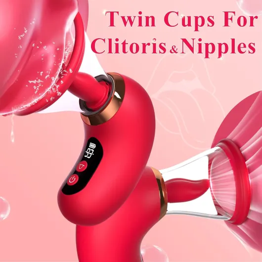 Sucking Sex Toys for Woman Clitoral Suction Toy, 3x9 Modes Tongue Licking Vibrator Clitorise Stimulator Sucker Nipple Clitoral Pump, Female Sex Toyscouples for Women APP Remote,2 Cups,Red Red Portable size