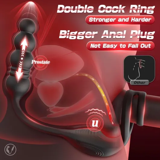 Thrusting Anal Vibrator Male Sex Toys for Men, Prostate Massager Anal Toys with 9 Thrust & 9 Vibration Modes, Cock Ring & Remote Control Butt Plug Adult Mens Sex Toy Toys4mens UK