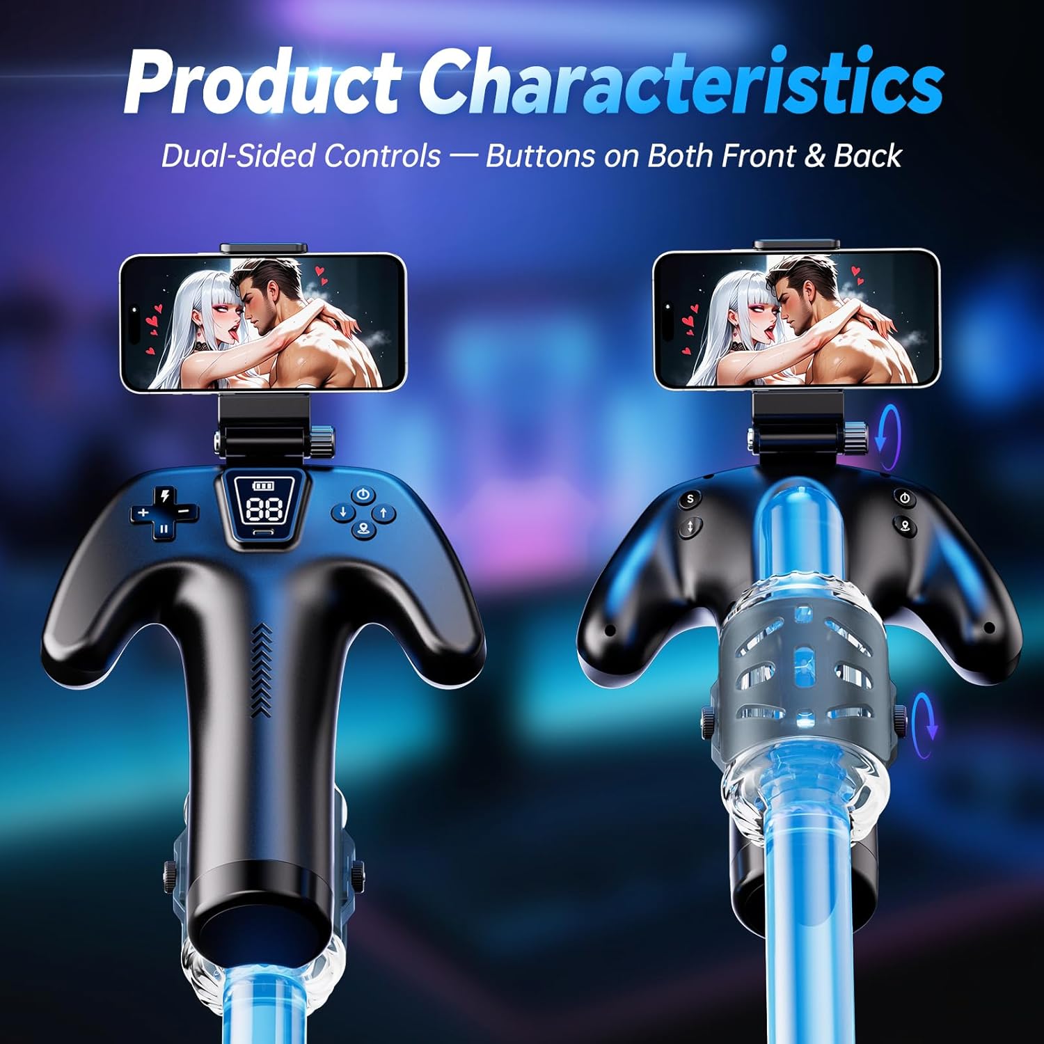 Male Masturbator Sex Toys for Men - Adult Toys Male Sex Toy with Phone Holder & Dual-Side Buttons, 5 Thrusting Modes, 1-10cm Thrusting Male Toys, Male Sex Toys Vagina Pocket Pussy Sex Toy for Men