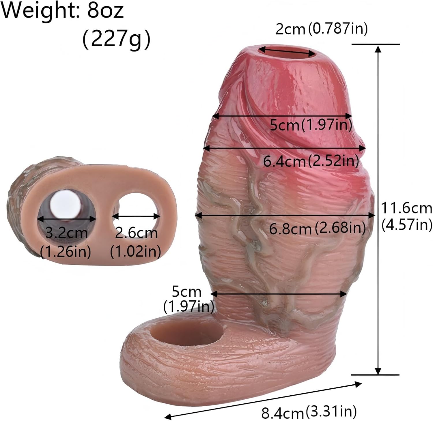 Extra-Wide 2.68in Penis Sleeve with Cock Rings – Super Thick Girth Enlarger, Open-Ended Liquid Silicone Penis Extension, Ultra-Soft Extender Sheath, Adult Men Sex Toy