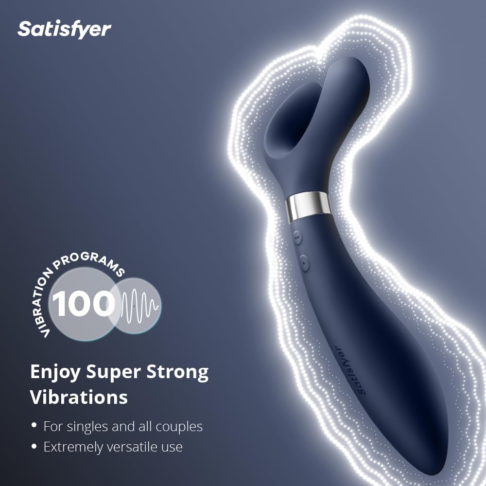 Endless Fun Vibrator for Couples 33 Application Possibilities with 100 Vibration Functions - Strong & Quiet for Women & Men - Sex Toy can be Used as a Dildo and for Clitoral Stimulation Blue