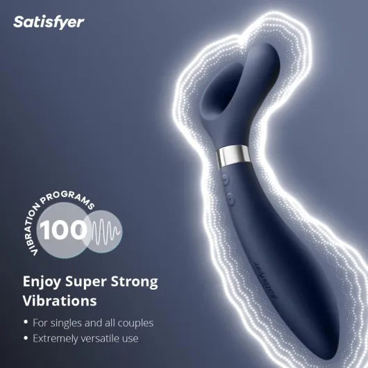 Endless Fun Vibrator for Couples 33 Application Possibilities with 100 Vibration Functions - Strong & Quiet for Women & Men - Sex Toy can be Used as a Dildo and for Clitoral Stimulation Blue