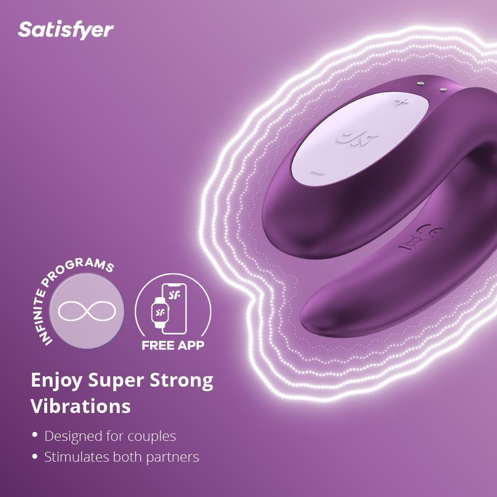 Double Joy Connect App - Couple Vibrator - Vibrating Pleasure Toy - Enhances Stimulation for Clitoris G-Spot & Penis - Waterproof (IPX7) & Rechargeable - Adult Sex Toy Massager in Purple Multicolor