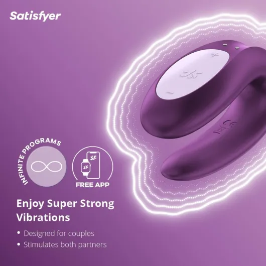 Double Joy Connect App - Couple Vibrator - Vibrating Pleasure Toy - Enhances Stimulation for Clitoris G-Spot & Penis - Waterproof (IPX7) & Rechargeable - Adult Sex Toy Massager in Purple Multicolor