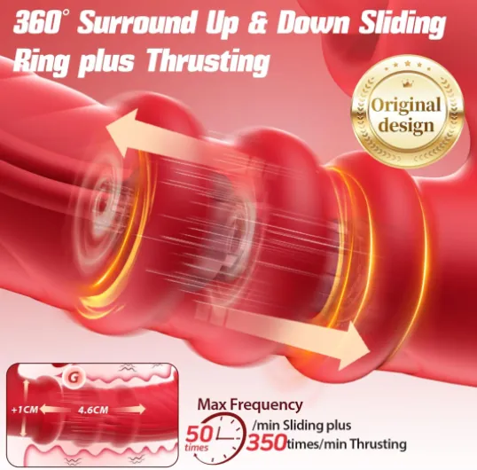 Rabbit Vibrator for Women AI Sync Sex Toys, Powerful Sliding Ring Thrusting Vibrators Enhance Stimulation, Tongue Licking Clitoral Vibabrator for Couples & Solo Play, 7x10 Modes Adult Sex Toy Red