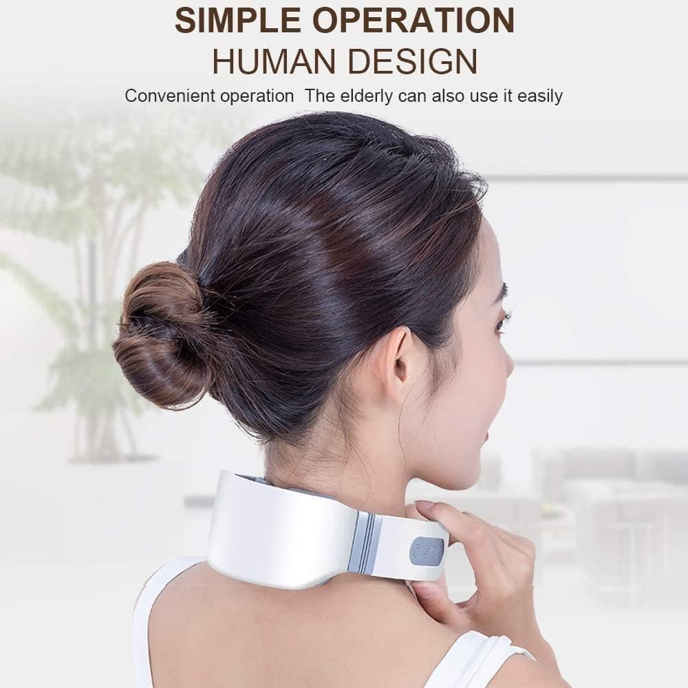 Cordless Neck Massager with Adjustable Heat, 5 Modes 12 Intensity Smart Deep Tissue Trigger Point Neck Massage for Pain Relief, Neck Massager for Women Men Use at Home,Outdoor,Office,Car