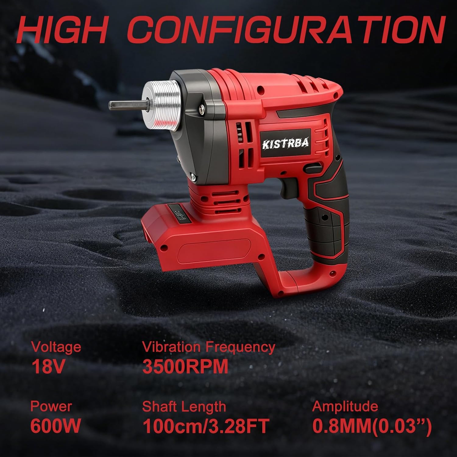 Cordless Concrete Vibrator for Milwaukee 18V Battery (No Battery), Brushless Concrete Vibrating Poker Handheld Cement Vibrator with 1m Hose, 3500 RPM, for Mixing and Compacting Building Concrete