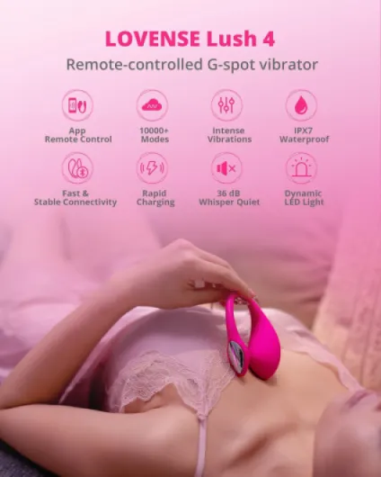 Lush 4 App Controlled Wearable Vibrator – Love Egg Bullet Vibrator for Women, Long Distance Remote Control for Couples, G-Spot Stimulator, Silent & Powerful, IPX7 Waterproof
