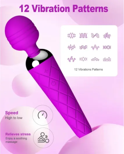 Vibrator for Women, Powerful G-spot Wand Dildo Vibrating Clitoral Vibrator with 12 Modes, XOPLAY Wireless Quiet Waterproof USB Rechargeable Anal Adult Sex Toys Gift for Couples Pleasure Masturbator Purple