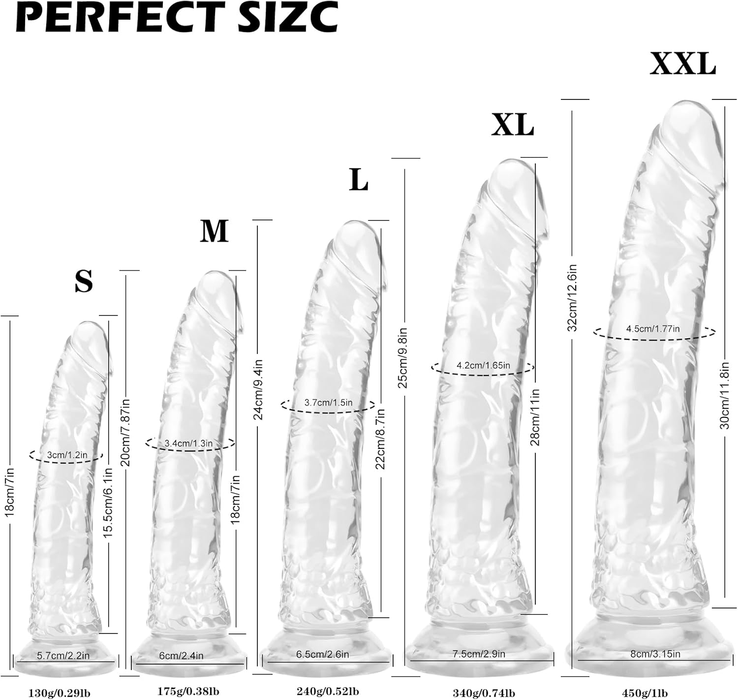 11 Inch Realistic Big Transparent Dildo Sex Toys for Women Body Safe Material G spot Adult Sex Toys with Strong Suction Cup Huge Penis for Men Couples Anal Hands-Free Play Transparent 11in×1.65in