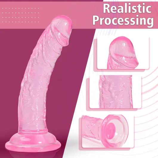 Realistischer Dildo Sex Toys, 6 Inch Silicone Flexible Body-Safe with Suction Cup for Hands-Free Play, Adult Toys G Spot Stimulation Toy for Women Men Couples, Sex Toy Anal Plug, Pink Saugnapf