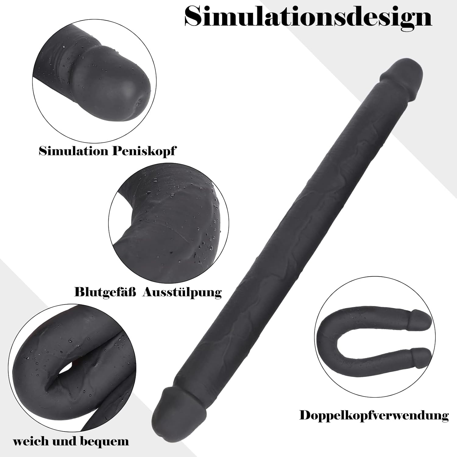 BDSMJOY Silicone Double Dildo Long Dildo, Flexible Double Ended Adult Toys for Women Lesbian XXL